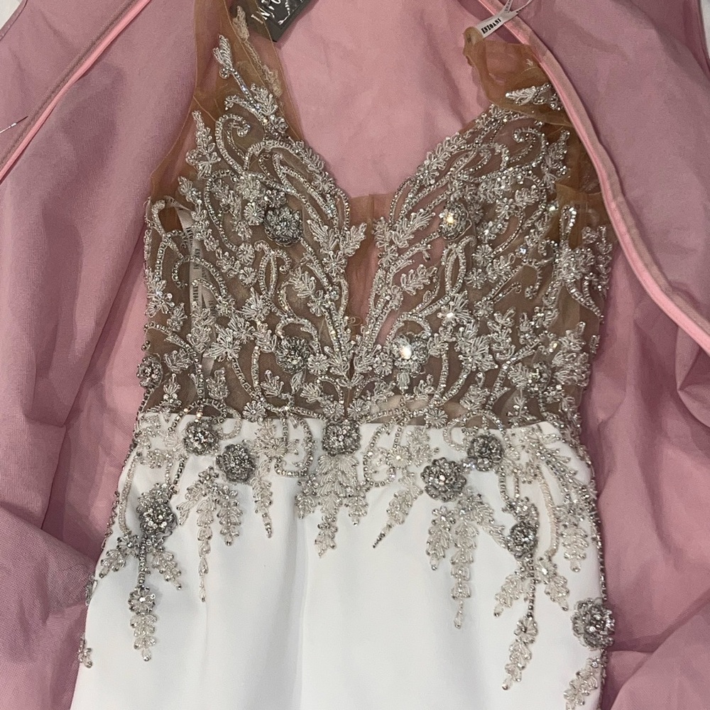 Full Glam Embellished White Lace Wedding Dress - Picture 6 of 16